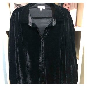 Black Velvet long sleeve button down top
